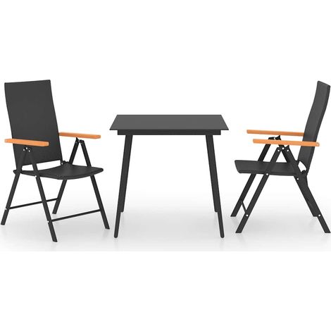 Maison Exclusive - Set da Pranzo da Giardino 3 pz Nero e Marrone