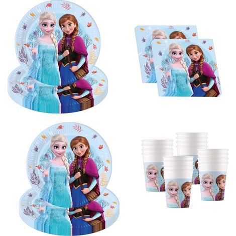 Procos - Decorazione di compleanno Frozen Idillio, 52 pezzi, piatti, bicchieri e tovaglioli di carta per feste di compleanno per bambini, articoli per la tavola (1/4)