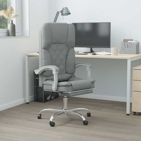 vidaXL Silla de oficina reclinable con masaje de tela gris claro (1/5)