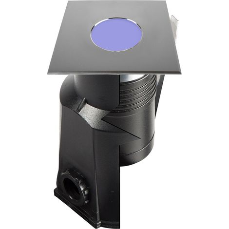 Encastré de sol extérieur MINI ZEPH 24 carré inox bleu 0,5W - EUROPOLE - 464312