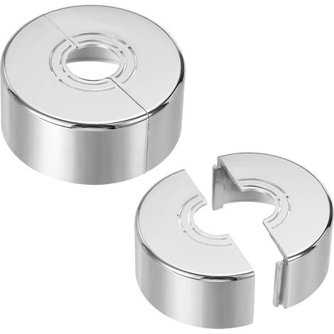 2 Pièces Plaque D'escutcheon, ABS Argent, Trou Découpable 20-32mm, Pour Tuyaux Eau Et Robinets