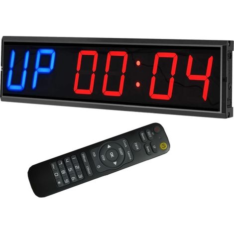 Grande horloge LED numérique surdimensionnée Horloge murale d'entraînement d'intervalle de grande LED de minuterie de gymnase de 4 "avec le compte à rebours/chronomètre numérique for l'entraînement de (1/5)