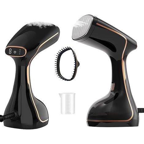 Travel Iron Vertical Steamer Portable Handheld Garment Steamer with Water Reservoir Ideal for Home and Travel, Black (1/5)