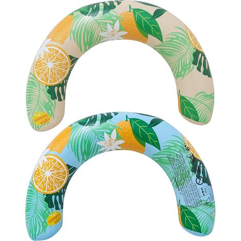 Flotteur Piscine Forme U - Lot de 2 - PVC Imprimé Citron - Natation Adulte - Plage et Lac - 75x50cm (1/5)