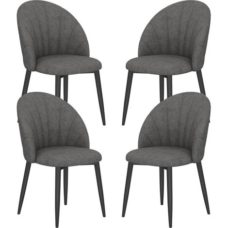 Set di 4 sedie da pranzo in tessuto effetto velluto grigio scuro con gambe in acciaio MODENUIT (1/5)