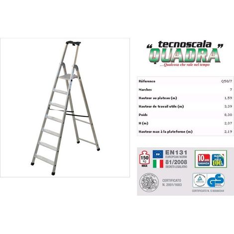 Escalón de aluminio Pro Quadra - 7 peldaños - Q50/7