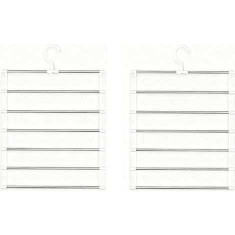 Lot de 2 porte-pantalons multi-échelles en acier inoxydableOptimisez votre espace de rangement, assemblage facile sans outils, adapté à la plupart des garde-robes, matériaux durables (1/5)