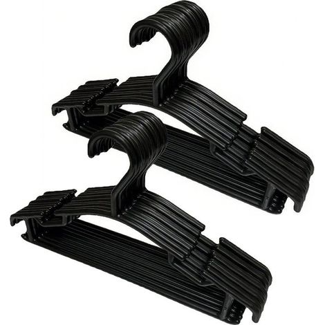 10 cintres noirs, forme ergonomique pour pantalons, en plastique léger et résistant, adaptés aux enfants et bébés, pour armoire ou penderie (1/5)