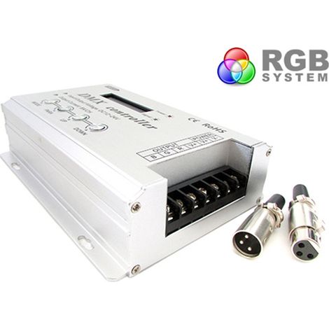 Centralina DMX-512 Decoder 4 Canali + Controller RGB Per Luci Led 32A 12V 24V Con Display LCD (1/3)