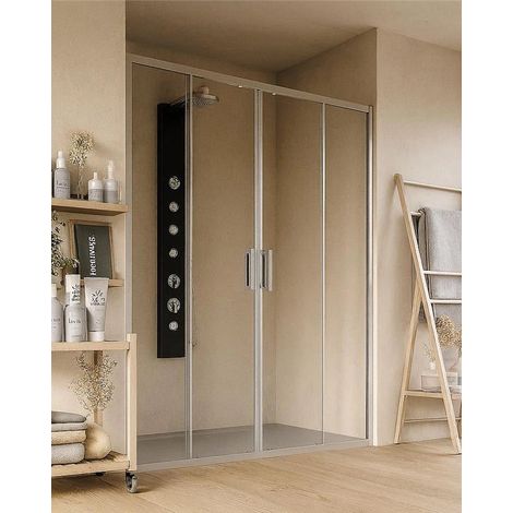 Box doccia 160 nicchia Marsiglia 2 ante scorrevoli reversibile trasparente H 195 cromo (1/5)