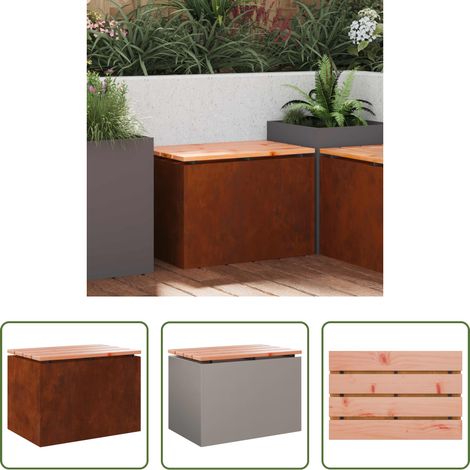 vidaXL Douglasienholz - Gartenbank Wetterfeststahl 60 x 40 x 43 cm (1/5)