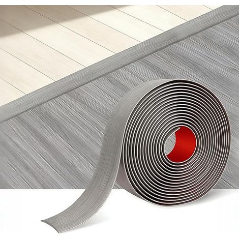 2 m x 4 cm Adhesive Threshold Bar, Flexible Transition Strip for Floors, Wood Grain Covering Tape to Fill Gaps Between Floors (Grey Wood Grain) (1/5)