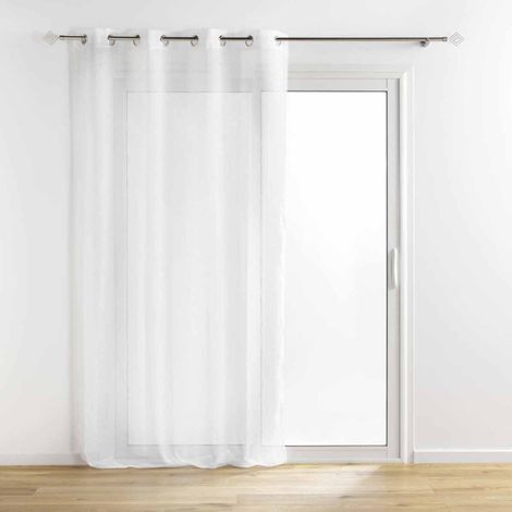 Rideau Voilage à Œillets "Sunline" 140x240cm Blanc & Argent (1/5)