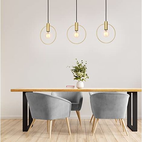 Lampadario A Sospensione Contemporaneo Manizales Acciaio Ottone 3 Luci E27 (1/3)