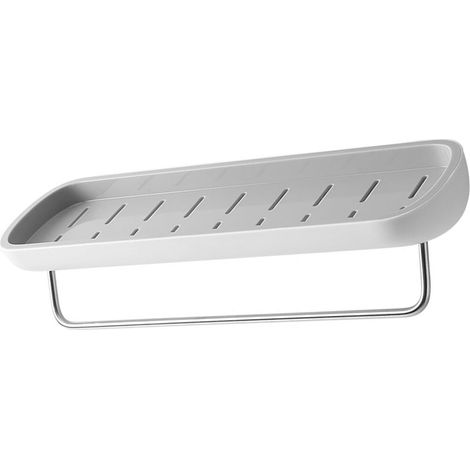 Wall-Mounted Shower Caddy, 16.5 x 4.7 Inch ABS Metal Bathroom Storage Shelf, Adhesive Drainage Storage without Drilling for Bathroom, Kitchen and Toiletries (1/5)