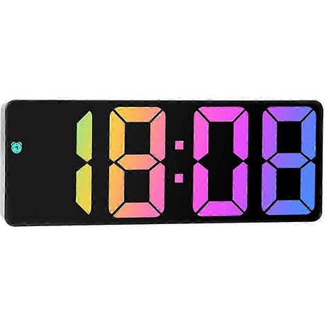 Réveil de chevet LED avec grand écran couleur et affichage de l'heure par grands caractères, noir (1/5)