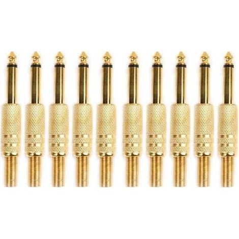 10 Pcs Plaqué Or 6.35mm Mâle 1/4 Prise Jack Mono Connecteur Audio À Souder (1/5)