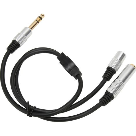 Câble de division audio stéréo 6.35mm mâle vers double femelle 3.5mm pour microphone et ampli (1/5)
