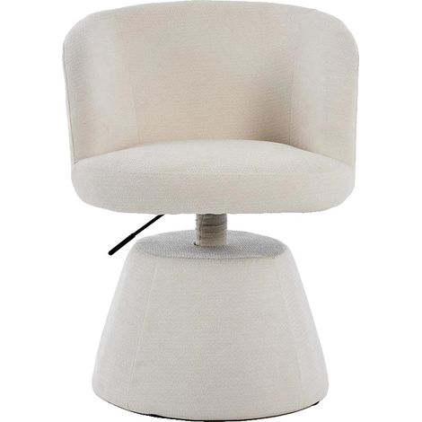 Chaise Ronde Rembourrée, Hauteur Réglable, Rotation à 360°, Beige (1/2)