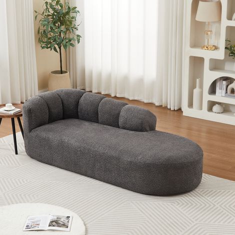 Chaise longue en chenille anthracite sans accoudoirs (1/5)