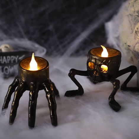 dirigéBougie, bougie bâtonnet sans flamme-squelettes d'HalloweendirigéBougie (1/5)