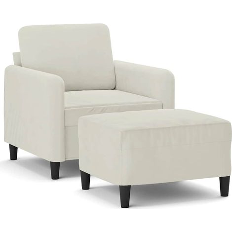 Maison Exclusive - Poltrona con Poggiapiedi Crema 60 cm in Velluto