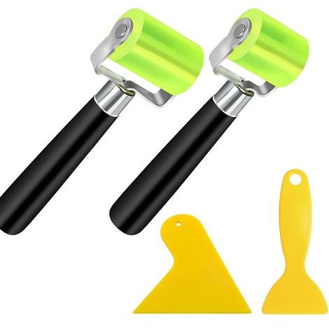 2-Piece Pressure Roller, Silicone, Wood and Iron, 30 and 49 mm, Triangular Scraper, For Acoustic Insulation and PVC Tarpaulins (1/5)