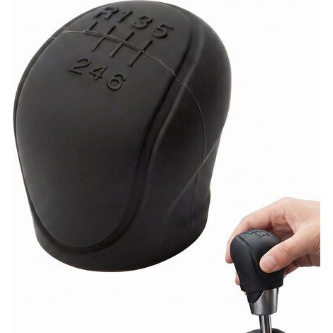 Housse Pommeau Levier Vitesse Silicone 6 Vitesses – Anti-Dérapant, Noir (1/5)