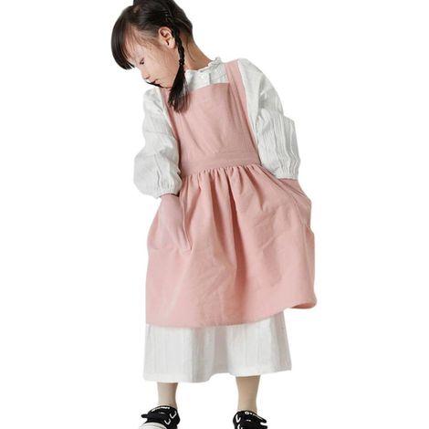 Tablier Enfant en Coton Blouse Doux Fille Garçon Tablier Cuisine Sans Manches pour Peinture Cuisson Manuelle Classe École Poterie Barbecue Artistes Tabliers Anti-Usure (1/4)