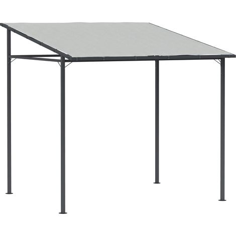 Outsunny 2.4 x 2.4 m Wall Mounted Pergola Gazebo, UPF30+, Light Grey