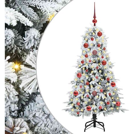 Sapin de Noël Arbre de Noël Artificiel à Branches Articulées Blanc 150 cm (1/5)