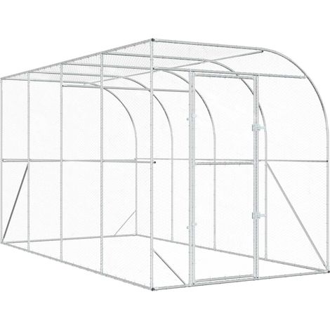 Against Wall Chicken Coop Silver 400 x 200 x 215 cm vidaXL (1/5)