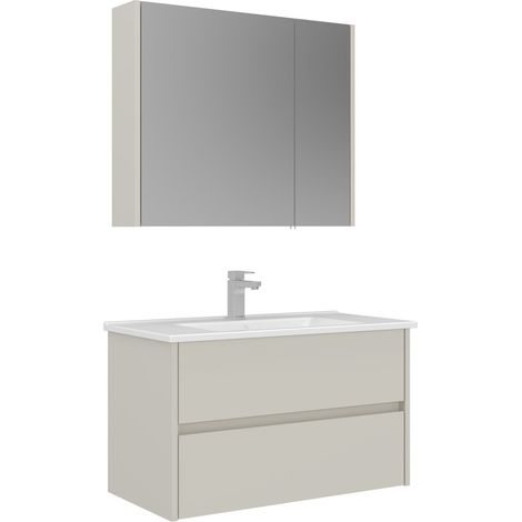 Waschtisch-Set mit Spiegel (2-teilig) "Arno 85" – 85 x 45 x 52 cm – Cashmere (1/3)