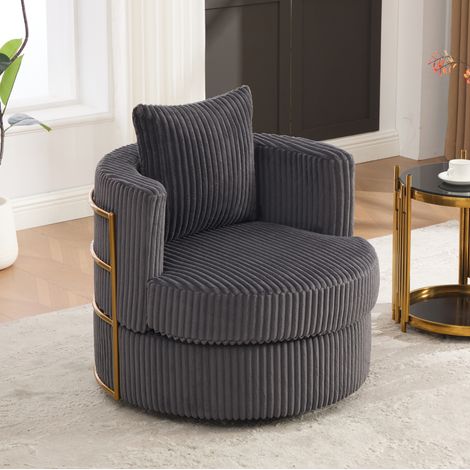 Fauteuil relax pivotant 76x79x78 cm en tissu gris, avec rangement pour salon FloraGrace (1/5)