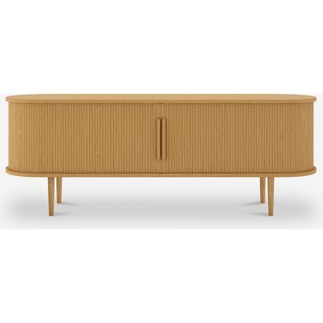 Mobile porta TV in legno vintage con ante scorrevoli cannettato Fersit - Legno Naturale