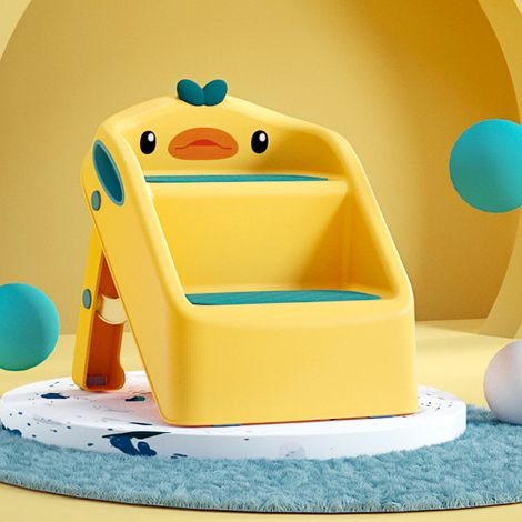 Tabouret pliable pour tout-petits, multifonctionnel, sûr, stable et antidérapant, à 2 marches, pour l'apprentissage de la propreté, jaune (1/5)