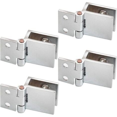 Cerniera a clip per ante in vetro a 4 pezzi, cerniera per ante in vetro di mobili da cucina, vetrine, box doccia, staffa in acciaio inox per ante di armadi ad apertura angolare.