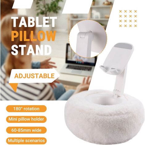 Supporto lettura regolabile per cuscino stand con ciotola peluche 360 supporto telefono letto bianco