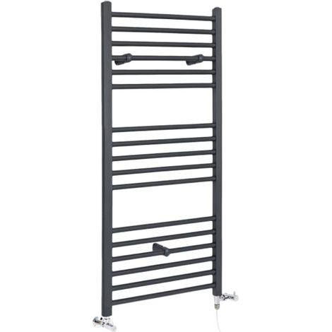 Hudson Reed – Sèche-serviettes mixte plat 120 x 50 cm – Puissance 919W – Acier noir mat – Design moderne pour salle de bain (1/5)