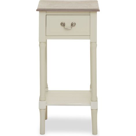 Interiors by Premier Ivory Side Table with Drawer, Slim Night Stand End Table with Bottom Shelf, Bedside Night Table for Home (1/5)