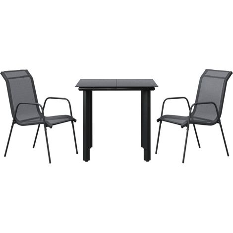 Maison Exclusive - Set da Pranzo da Giardino 3 pz Nero in Acciaio e Textilene