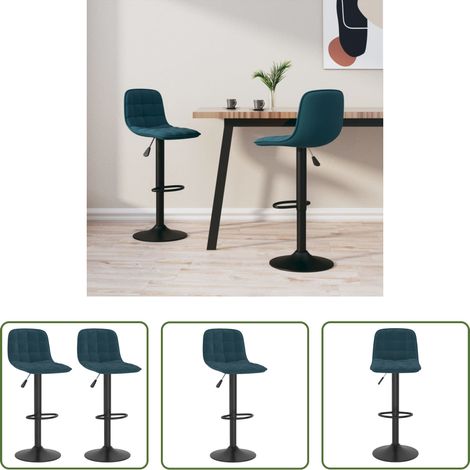 Tabouret de bar - Tabourets de bar lot de 2 bleu velours (1/5)