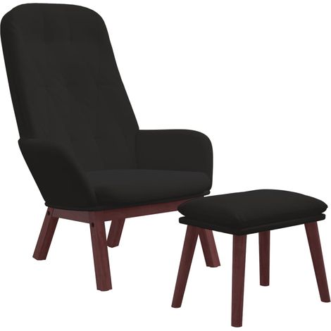 Sillón de relax con taburete terciopelo negro vidaXL (1/4)