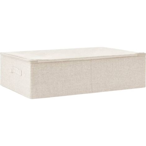 Coffre de rangement en tissu crème 70x40x18 cm (1/5)