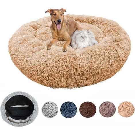 XXL Lit orthopédique pour chien Rond 120cm Beige Memory Foam Lavable Antistress