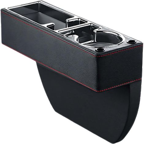 Solution de rangement polyvalente en cuir pour siège passager avec porte-gobelet et poche pour téléphone - S'adapte à la plupart des voitures - 30 cm x 10 cm x 6 cm - Rangement pour lunettes (1/5)