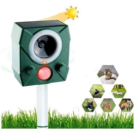 Katzenabwehrgerät, Ultraschall-Solargerät, IP44-Schutzart, Tierscheuche, USB-Wasserbehälter für den Garten, wasserdicht für den Außenbereich (1/5)
