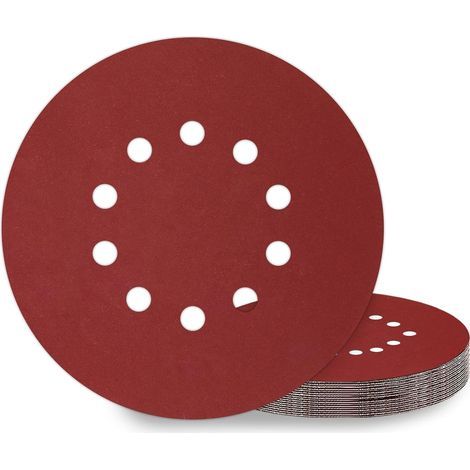 225-mm-Schleifscheiben, 10 Stück, Körnung P240, 10 Löcher, runde 225-mm-Schleifscheiben, Schleifpapier für Schleifmaschinen (1/5)