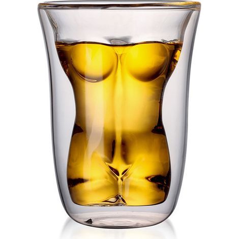 Verre à bière/whisky double paroi en forme de corps, idéal pour les fêtes, les bars et les soirées. (1/5)
