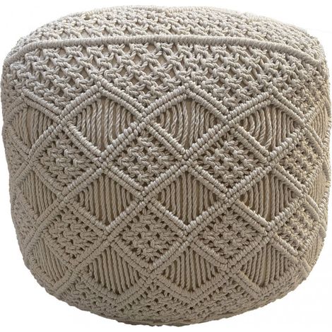 Pouf seduta imbottito rotondo in cotone 45x45x45 cm design moderno per soggiorno